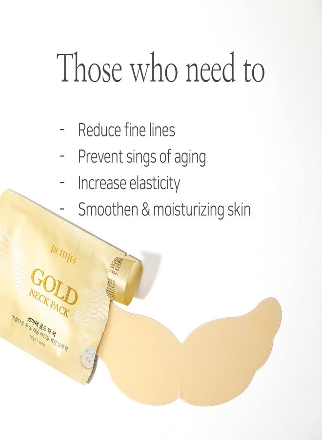 Petitfee Gold Neck Pack 5ea - Hydrogel Mask for Firming & Silky Smooth Neck & Decollete, Deep Moisturizing Care with 24K Gold, Collagen, Hyaluronic Acid, Soothing & Cooling Hydrogel Mask - Image 3